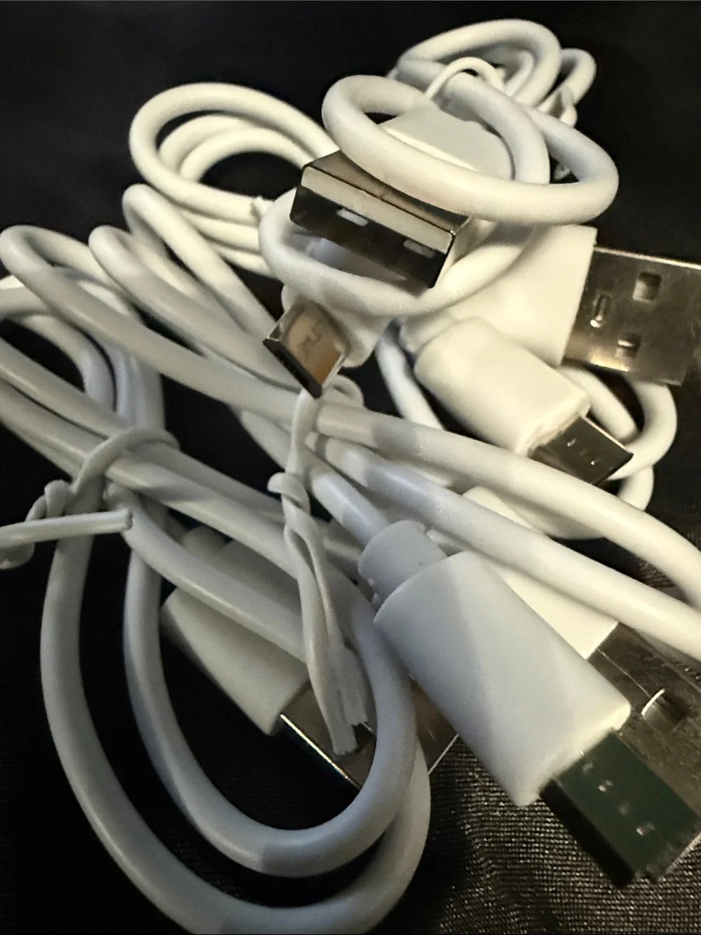 White USB-A to Micro USB Charging Cable, package of 4